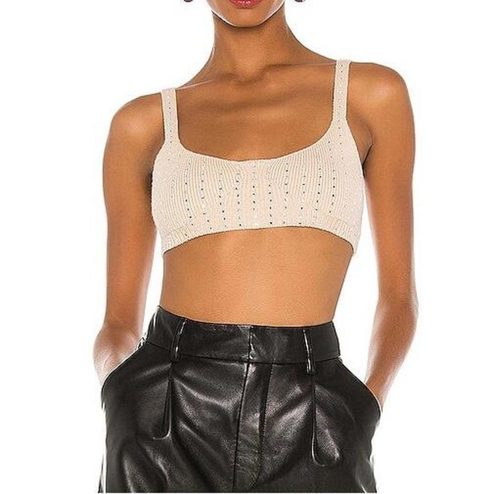 Aya Muse x Dani Michelle Embellished Bralette Sand Medium Rhinestone Glam Party